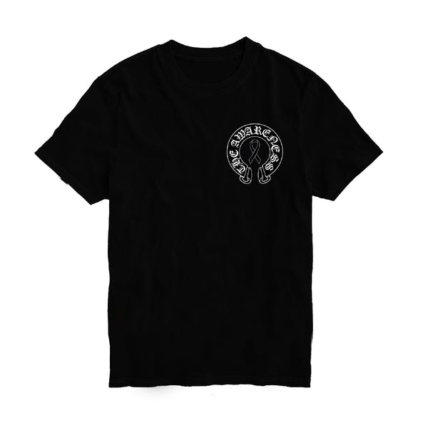 DOSE BREAST CANCER HEARTS BLACK TEE